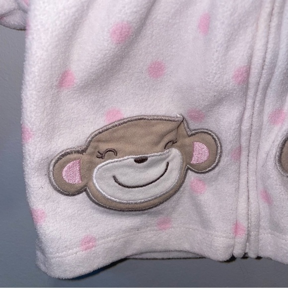 5/$15 Carter's Pink Polka Dot Fleece Baby Hoodie - Picture 3 of 7